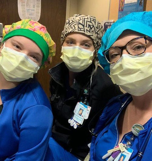 Maryville Online nursing student Lexy with her fellow nurses.